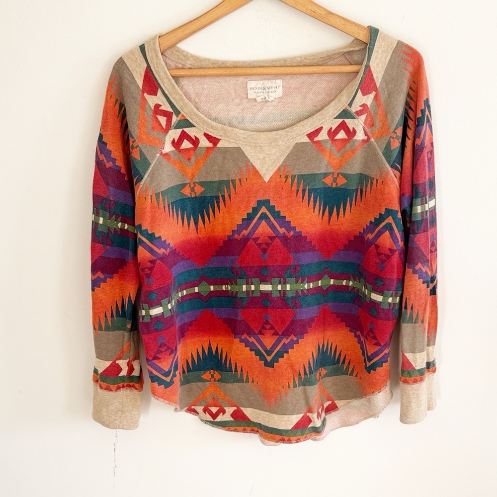 RALPH LAUREN Denim & Supply Women's WESTERN Aztec STYLE top SIZE MEDIUM